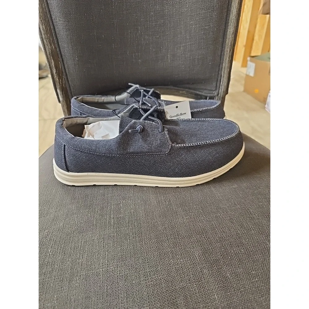 Goodfellow & Co Mens Boat Shoes Navy Blue‎ Denim Slip On Loafers Size 10 NIB